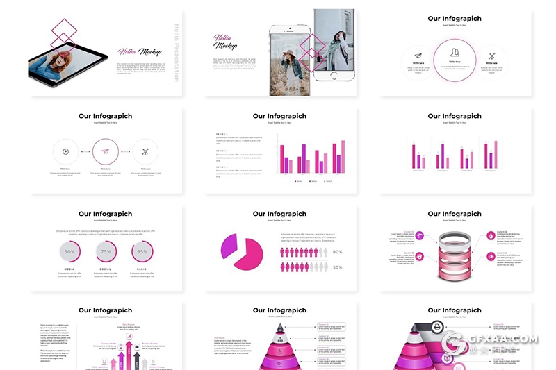30页创意杂志风格国外多用途Google slides模板 5种主题配色 - 顶尖PPT