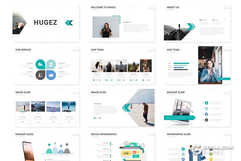 30页卡通图形国外商务风格Google slides模板 5种主题配色 - 顶尖PPT