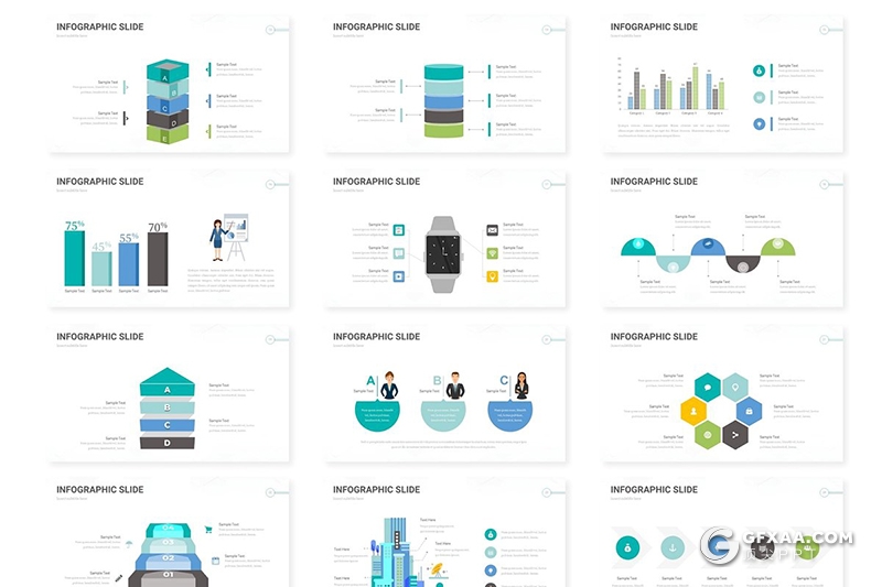 30页卡通图形国外商务风格Google slides模板 5种主题配色 - 顶尖PPT