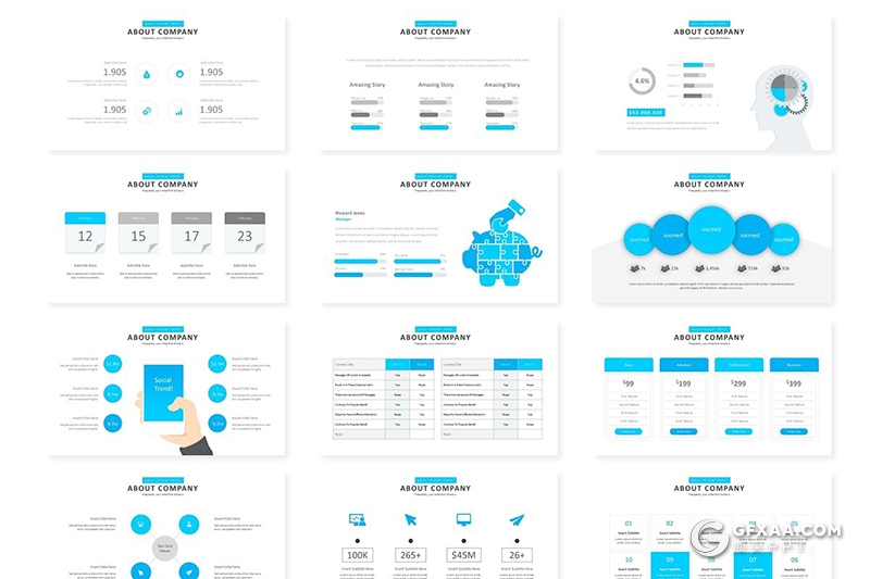 30页国外商务工作总结商务图形设计keynote模板 5种主题配色 - 顶尖PPT
