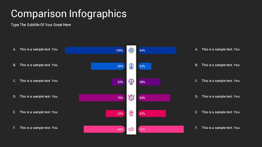 对比图表深色主题Keynote模板 - 顶尖PPT