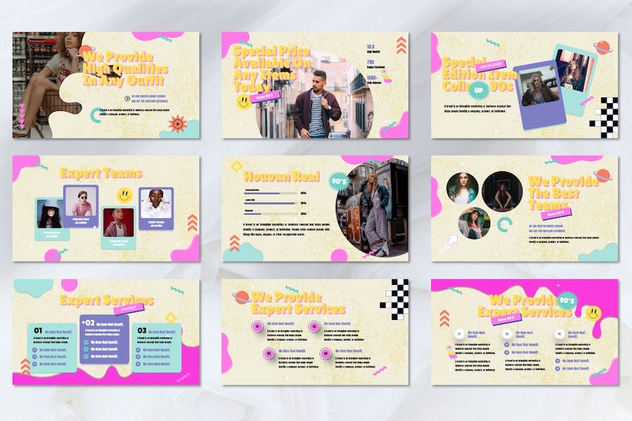 创意拼贴设计作品展示Keynote模板 - 顶尖PPT