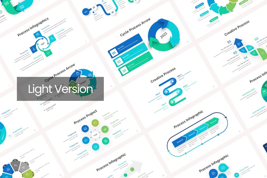 箭头循环步骤流程信息图表PPT模板 - 顶尖PPT