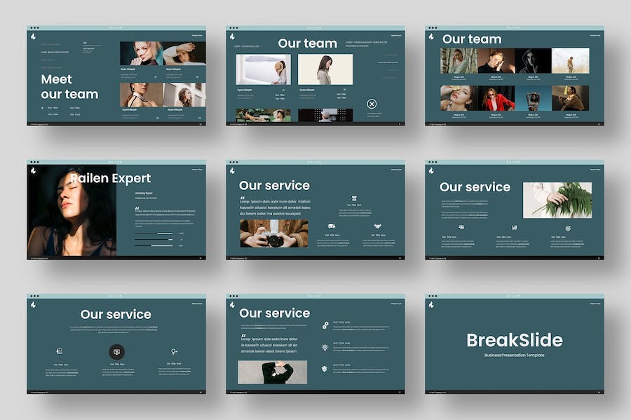 墨绿色简约商务欧美通用PPT模板 - 顶尖PPT