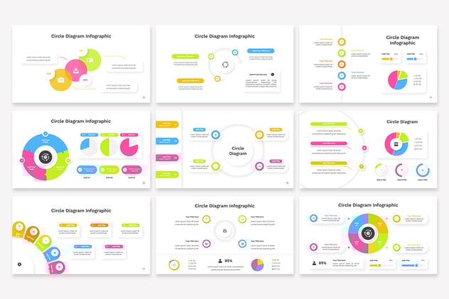 彩色数据分析圆形关系图PPT模板 - 顶尖PPT