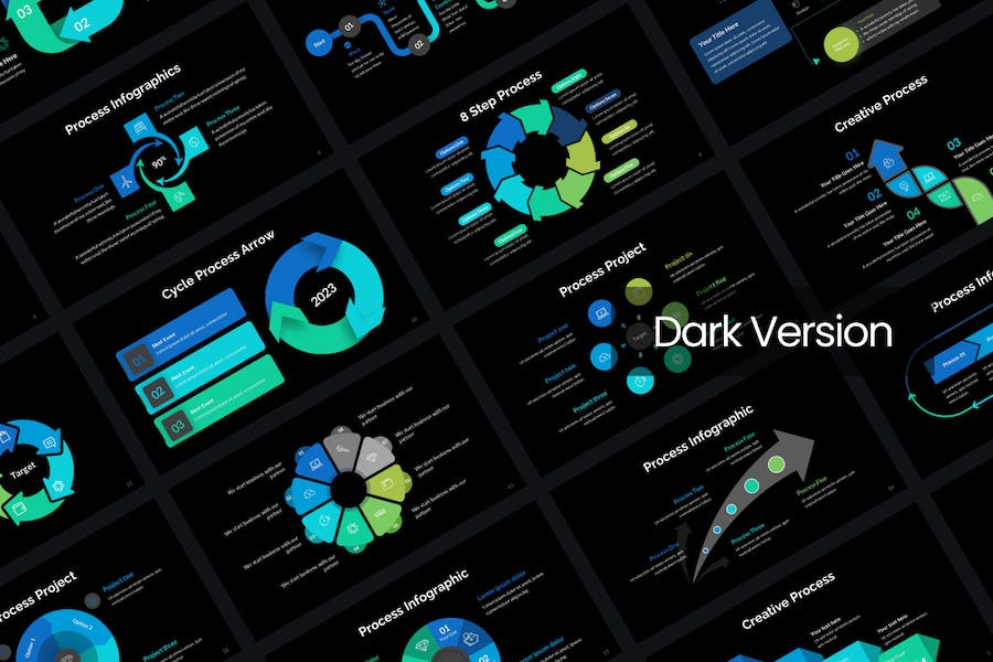 箭头循环步骤流程信息图表PPT模板 - 顶尖PPT
