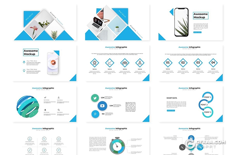 30页扁平化创意三角形设计欧美商务多用途keynote模板 5种主题配色 - 顶尖PPT