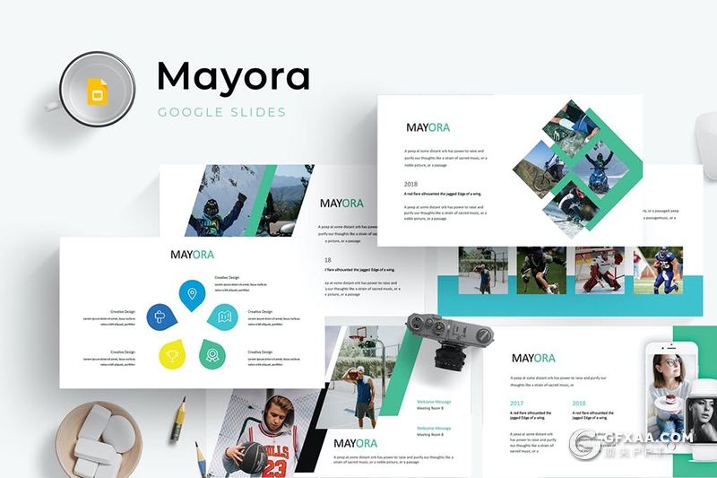 30页扁平化商务风格工作汇报企业项目介绍Google slides模板 5种主题配色 - 顶尖PPT