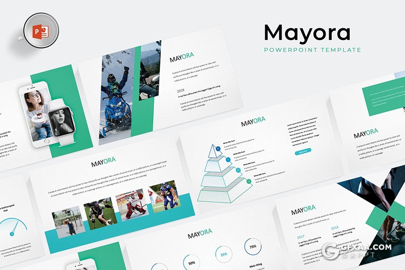 30页扁平化商务风格工作汇报企业项目介绍PPT模板 5种主题配色 - 顶尖PPT