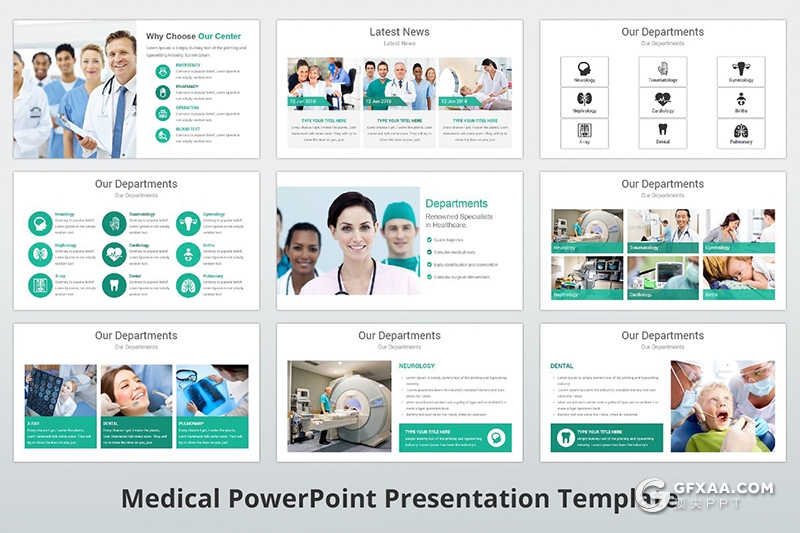 70页医生护士医学医疗保健行业介绍展示PPT模板 10种主题配色80个XML配色文件 - 顶尖PPT
