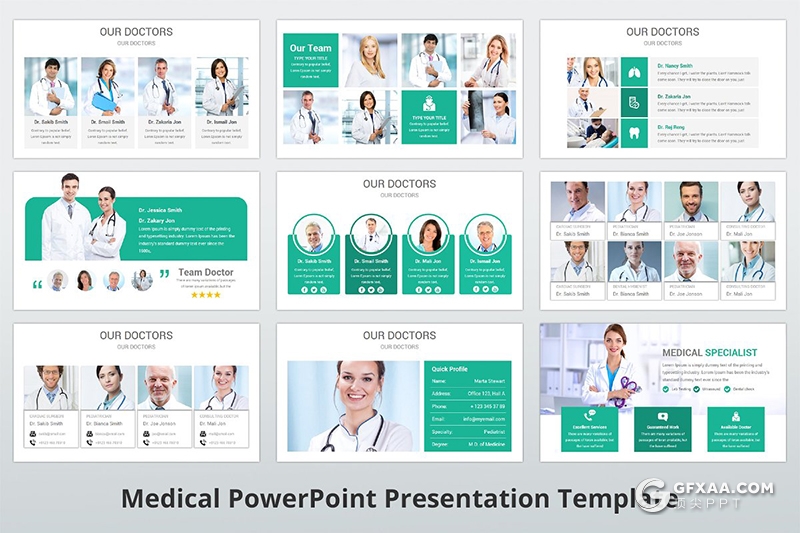 70页医生护士医学医疗保健行业介绍展示PPT模板 10种主题配色80个XML配色文件 - 顶尖PPT