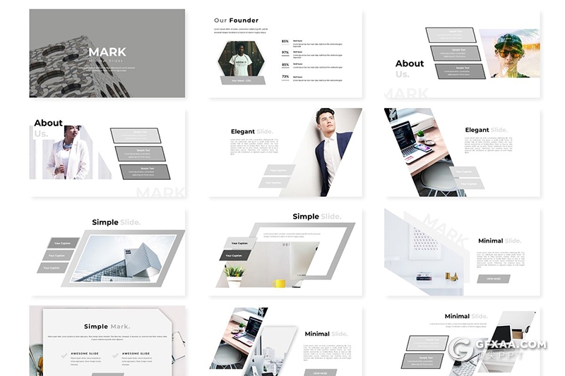 30页黑白国外商务工作汇报企业宣传Google slides模板 5种主题配色 - 顶尖PPT