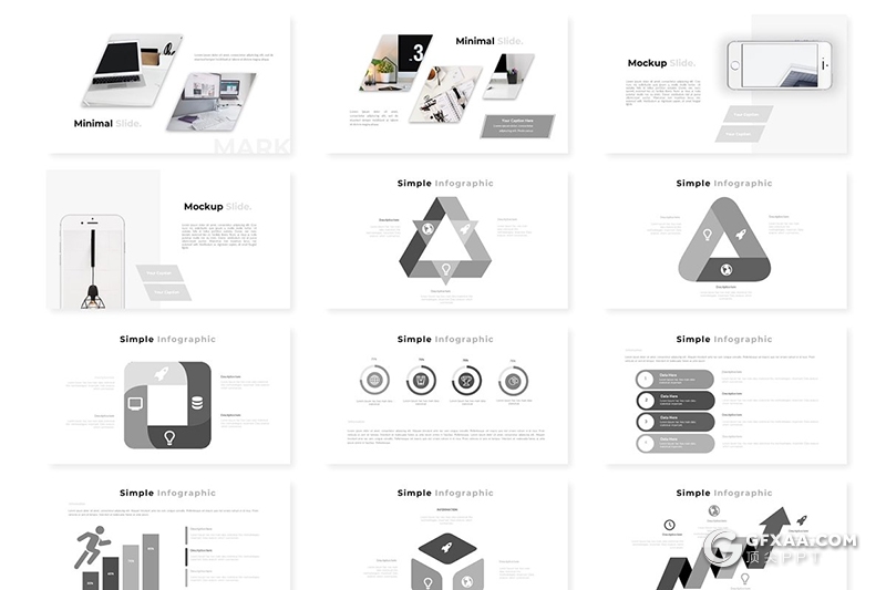 30页黑白国外商务工作汇报企业宣传Google slides模板 5种主题配色 - 顶尖PPT