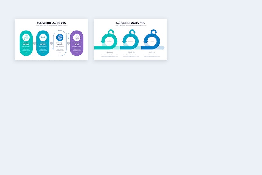 蓝色敏捷开发Scrum管理信息图Keynote模板 - 顶尖PPT