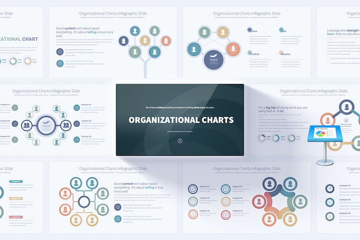 企业组织结构信息图形keynote模板 - 顶尖PPT