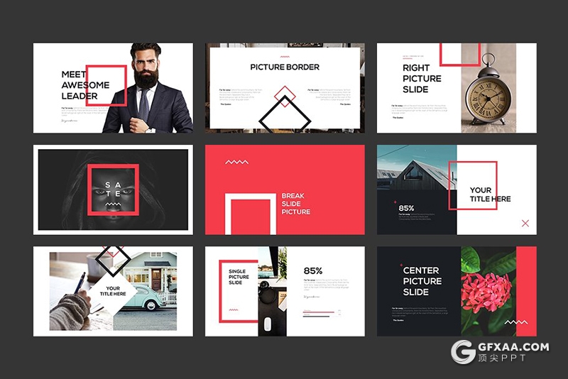 50多页国外极简风格企业团队介绍摄影美图展示通用PPT模板 - 顶尖PPT