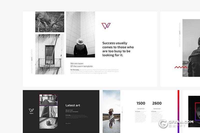 50多页极简风格摄影图片展示国外keynote模板 - 顶尖PPT