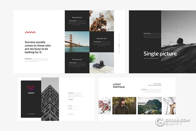 50多页极简风格摄影图片展示国外keynote模板 - 顶尖PPT