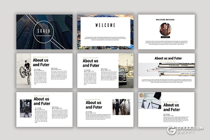 76页国外极简风格摄影图片展示团队介绍PPT模板 - 顶尖PPT