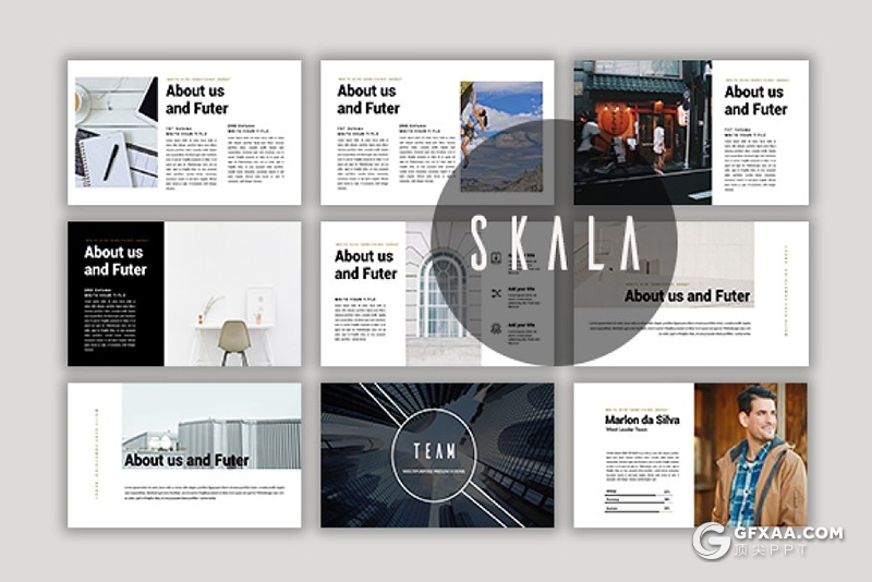 76页国外极简风格摄影图片展示团队介绍PPT模板 - 顶尖PPT