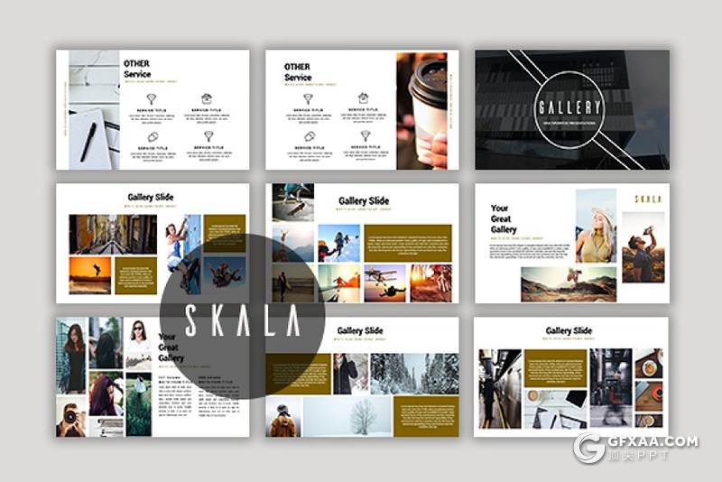 76页国外极简风格摄影图片展示团队介绍PPT模板 - 顶尖PPT