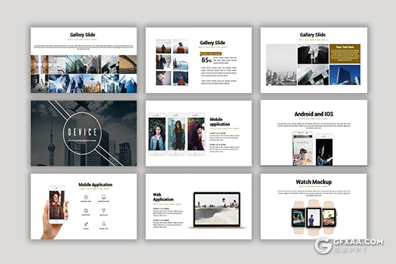 76页国外极简风格摄影图片展示团队介绍PPT模板 - 顶尖PPT