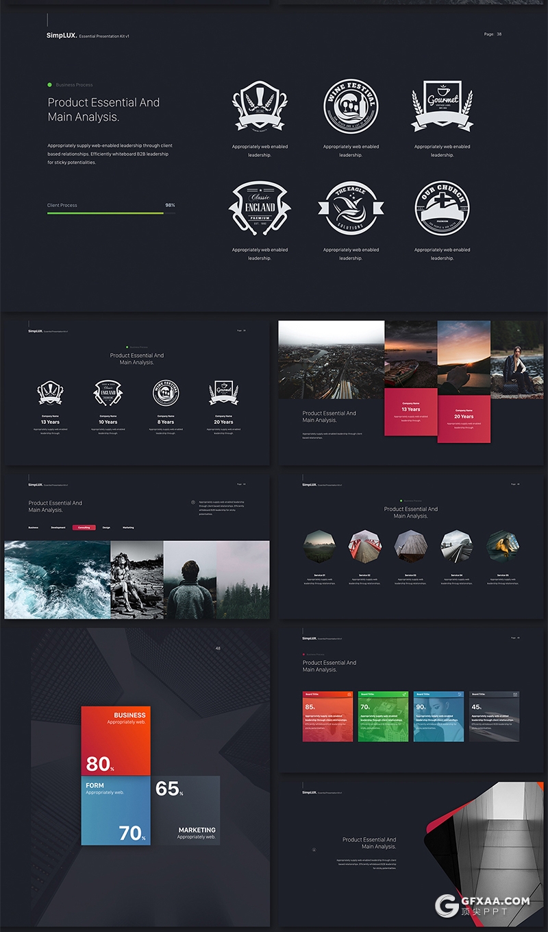 109页国外精美渐变配色数据图表商务高端多用途PPT模板 - 顶尖PPT
