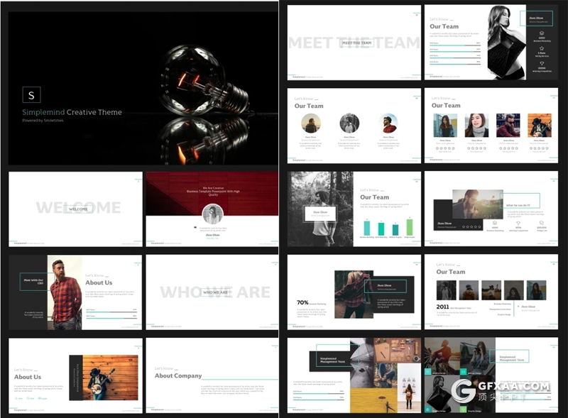 100页国外简约风格团队项目介绍工作汇报总结多用途PPT模板 - 顶尖PPT