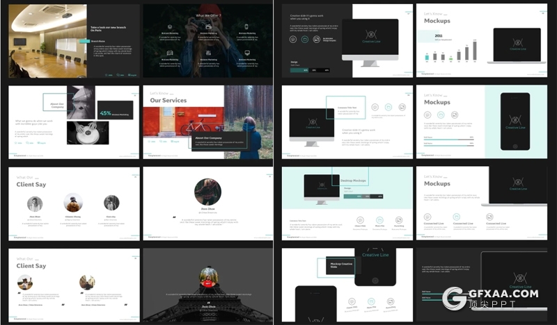 100页国外简约风格团队项目介绍工作汇报总结多用途PPT模板 - 顶尖PPT