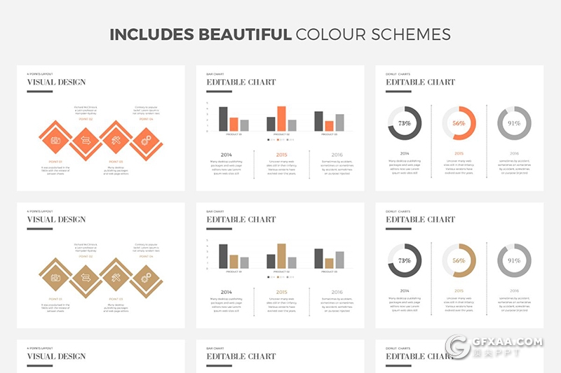 36页扁平化简约商务PPT模板 5种主题配色16:9 4:3尺寸PPT模板 - 顶尖PPT