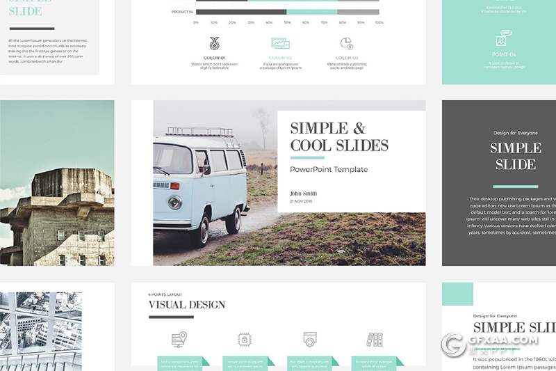 36页扁平化简约商务PPT模板 5种主题配色16:9 4:3尺寸PPT模板 - 顶尖PPT