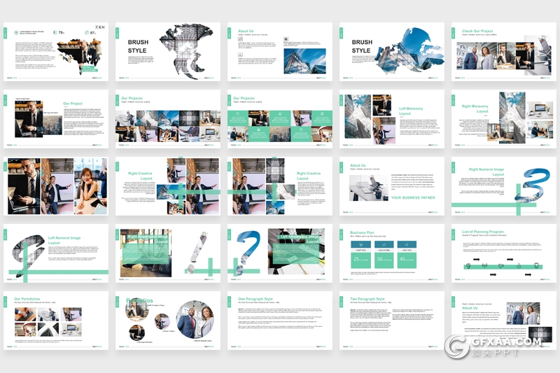 140页扁平化国外商务通用PPT模板数据分析工作汇报企业介绍ppt模板 - 顶尖PPT