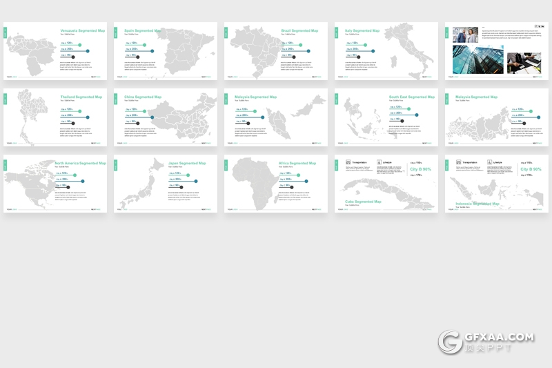 140页扁平化国外商务通用PPT模板数据分析工作汇报企业介绍ppt模板 - 顶尖PPT