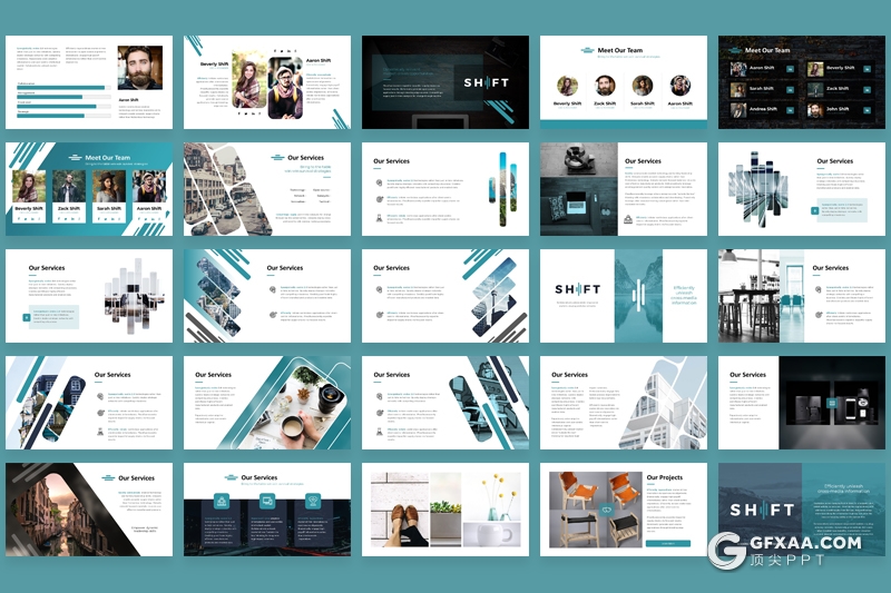 135页国外简约时尚风格团队介绍摄影模特写真商务通用PPT模板 预设24个XML配色文件 - 顶尖PPT