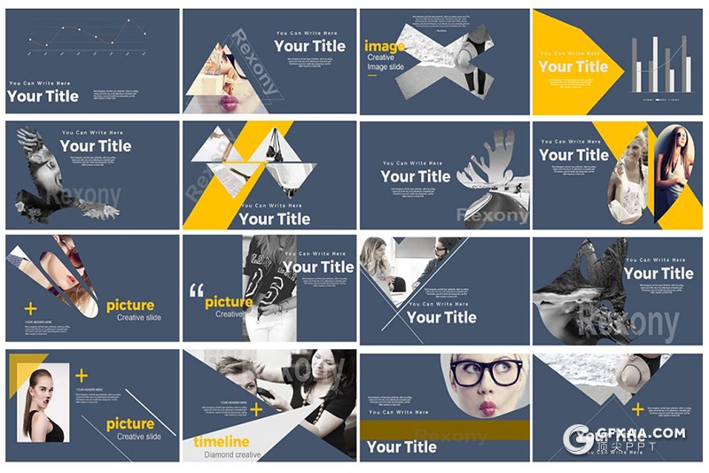 55页时尚杂志模特明星摄影写真图片展示PPT模板 - 顶尖PPT