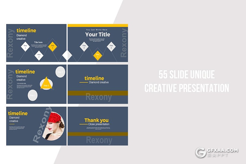 55页时尚杂志模特明星摄影写真图片展示PPT模板 - 顶尖PPT