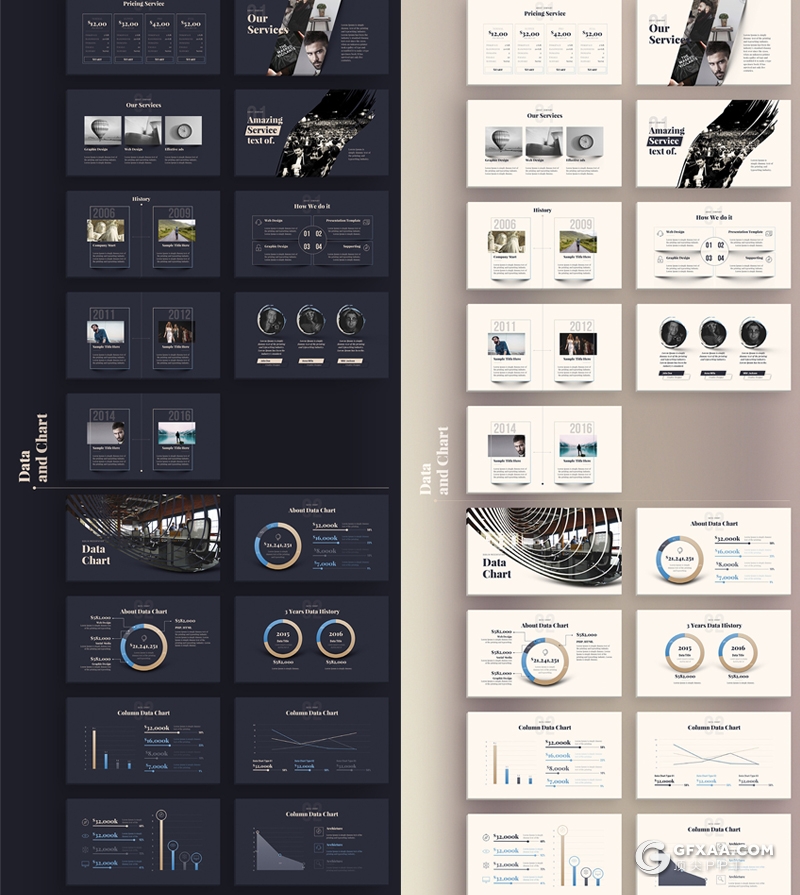 105页黑金两种底色国外高端大气创意商务通用keynote模板 - 顶尖PPT