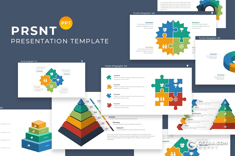 46页扁平化商务企业介绍工作总结PPT创意商务图形ppt模板 - 顶尖PPT