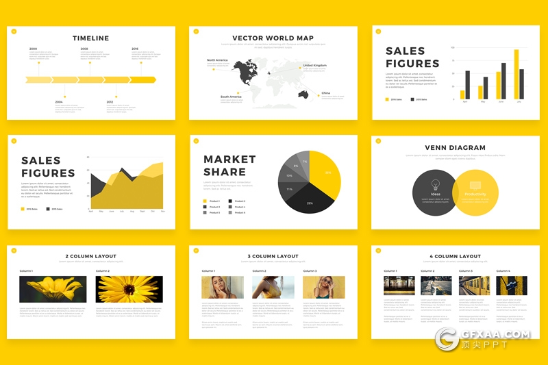 46页扁平化商务企业介绍工作总结PPT创意商务图形ppt模板 - 顶尖PPT