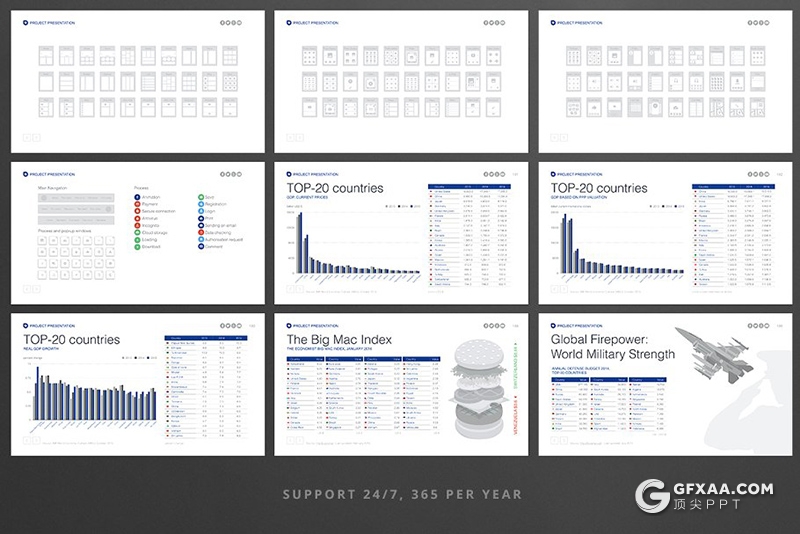 341页国外商务PPT模板合集创意图形世界各国地图icon图标 - 顶尖PPT