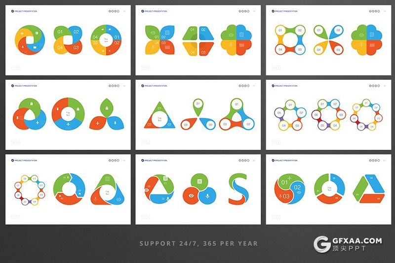 341页国外商务PPT模板合集创意图形世界各国地图icon图标 - 顶尖PPT