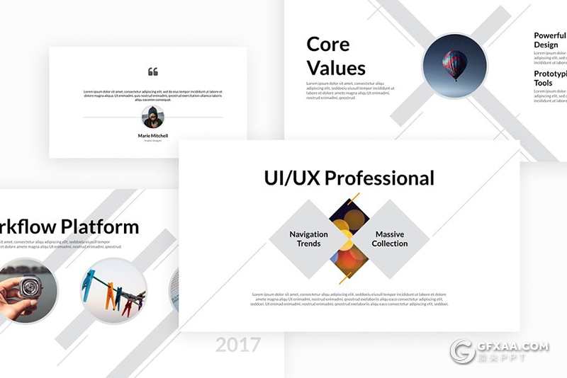 50多页创意图形版式设计国外简约风格keynote模板 - 顶尖PPT