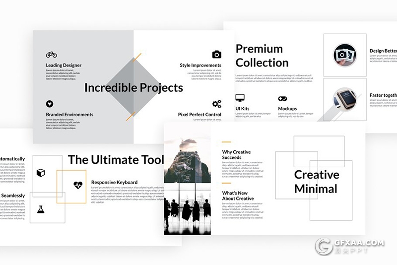 50多页创意图形版式设计国外简约风格keynote模板 - 顶尖PPT