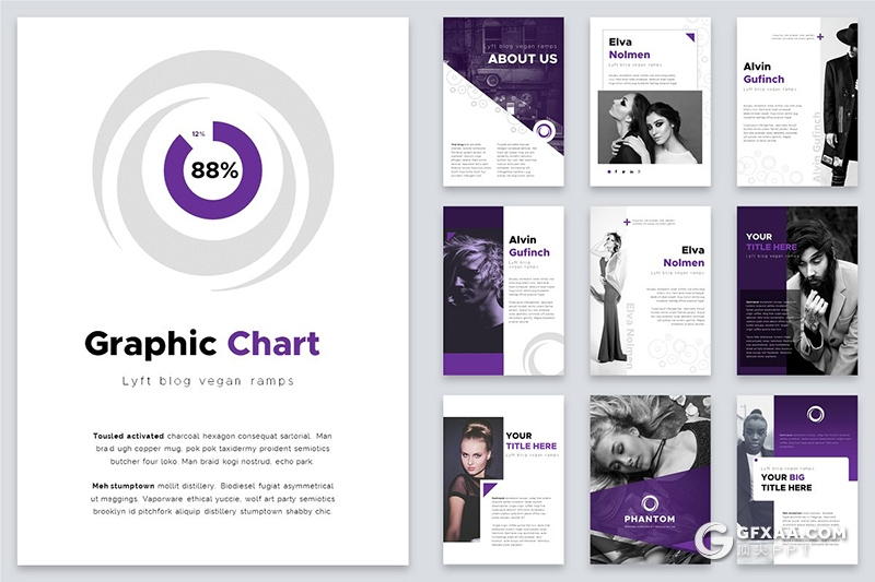 100页A4尺寸创意时尚杂志摄影模特展示企业介绍PPT画册模板 - 顶尖PPT