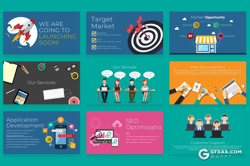 57页扁平化创意卡通人物图形插画PPT模板 - 顶尖PPT