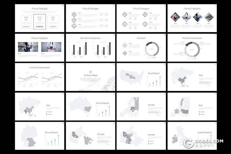 55页简约商务风格keynot模板世界各国地图图形keynote模板 8种主题配色 - 顶尖PPT