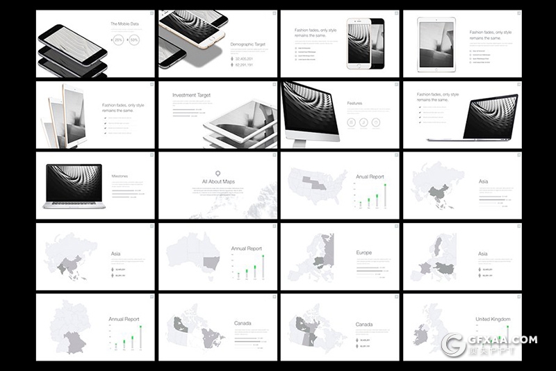 55页简约商务风格keynot模板世界各国地图图形keynote模板 8种主题配色 - 顶尖PPT