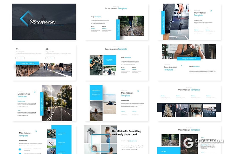 30页扁平化商务风格工作汇报总结通用Google slides模板 5种主题配色 - 顶尖PPT