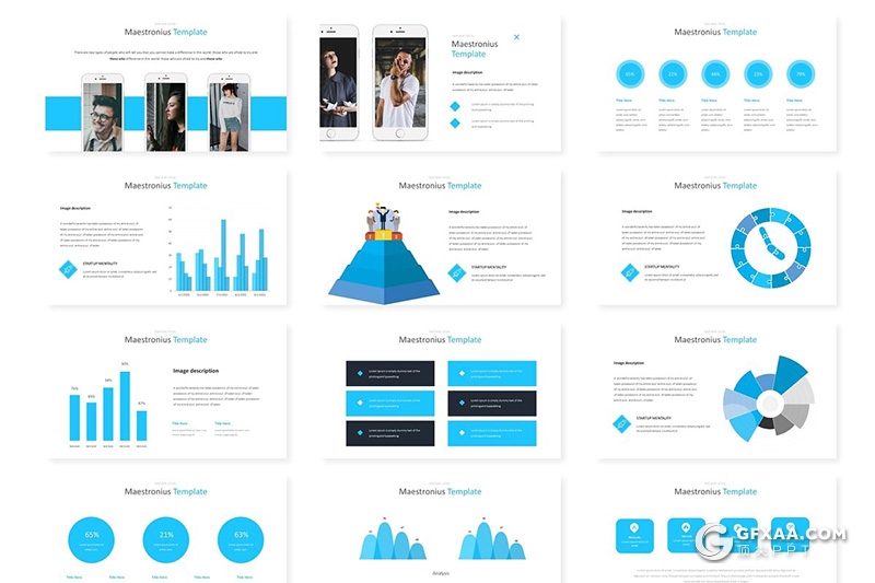 30页扁平化商务风格工作汇报总结通用Google slides模板 5种主题配色 - 顶尖PPT