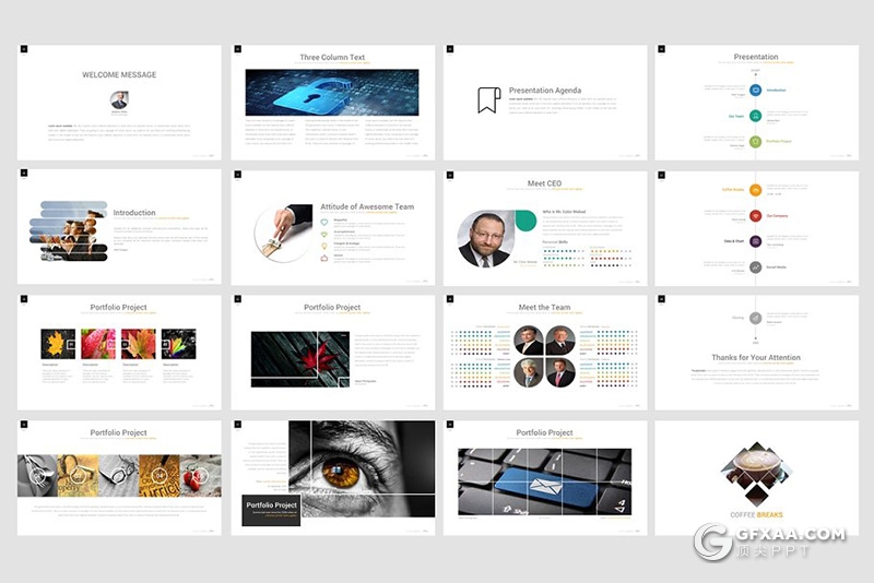 115页欧美商务风格企业结束工作汇报图形数据分析PPT模板 附赠54个XML配色文件 - 顶尖PPT